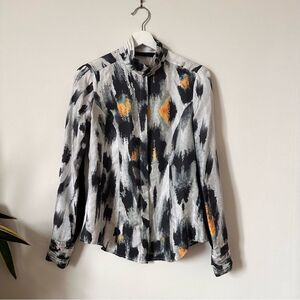 L.A.M.B. Gwen Stefani 100% Silk Button Down Blouse Size 0